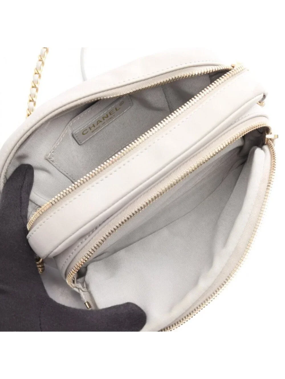 Chanel Shoulder Bag Quilted Gray Leather